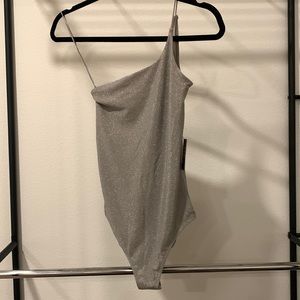 Express sparkle one shoulder body suit